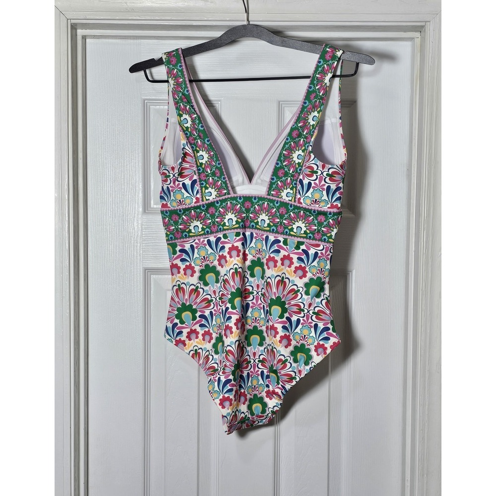 New Boden Porto V Neck Dandelion Decor One Piece Swimsuit Size 8R No Wire - Picture 2 of 7